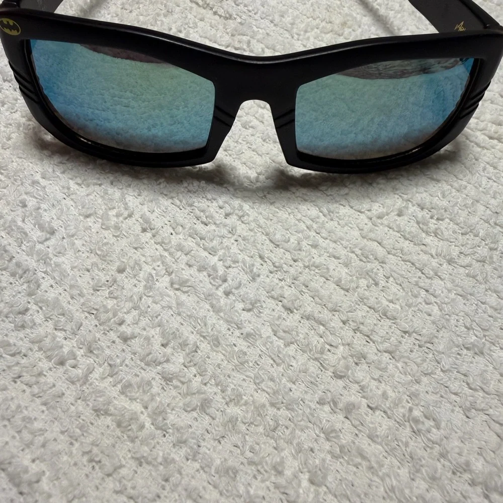 Batman Logo Black Sunglasses with Blue Mirrored Lenses